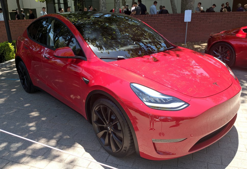 Red Tesla Model Y car
