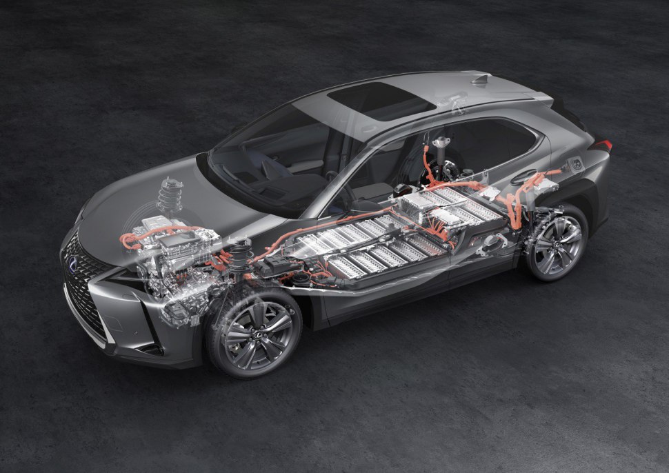 Lexus UX EV - позициониране на батериите