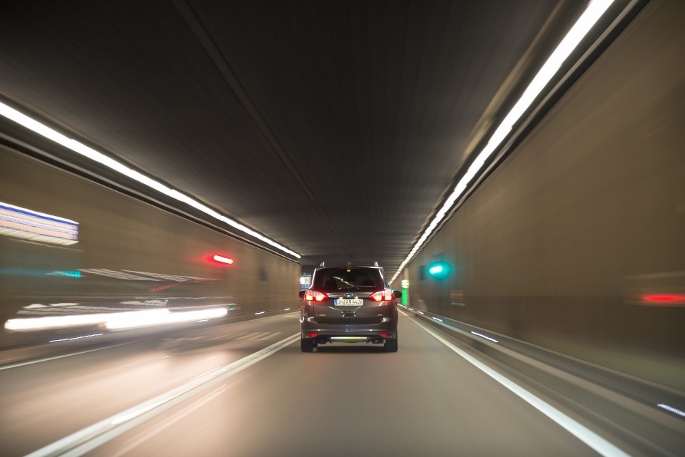 car in a tunnel for test drive