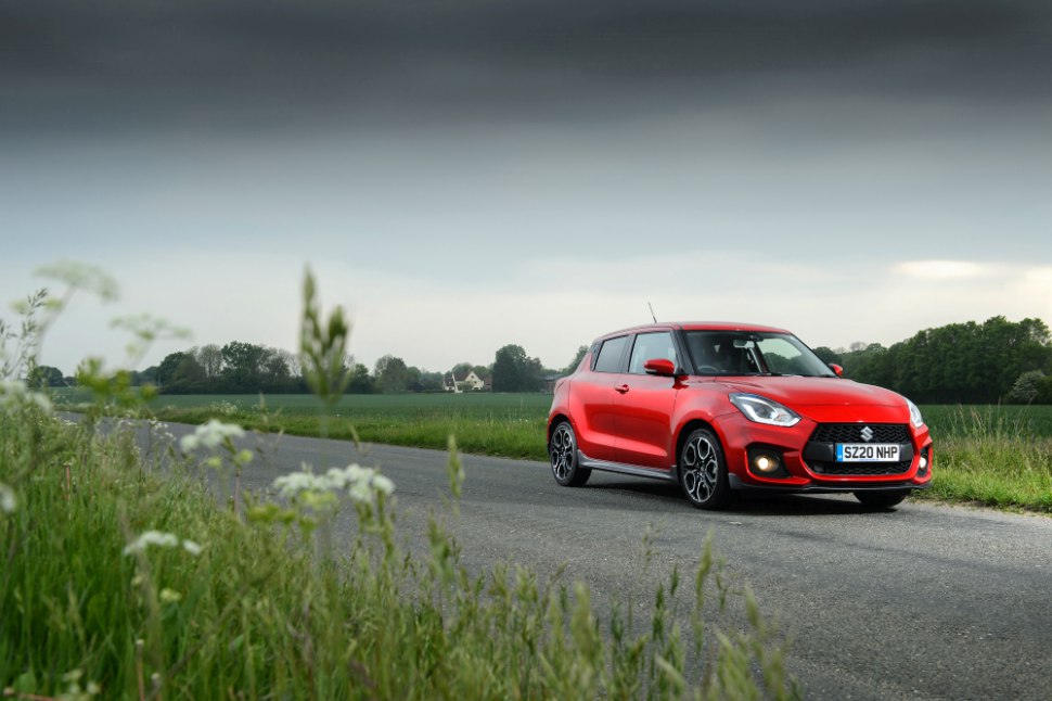 Suzuki Swift Sport 2020 - Red front semi profile left on road