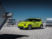 Kia Soul - signal yellow, in solar park