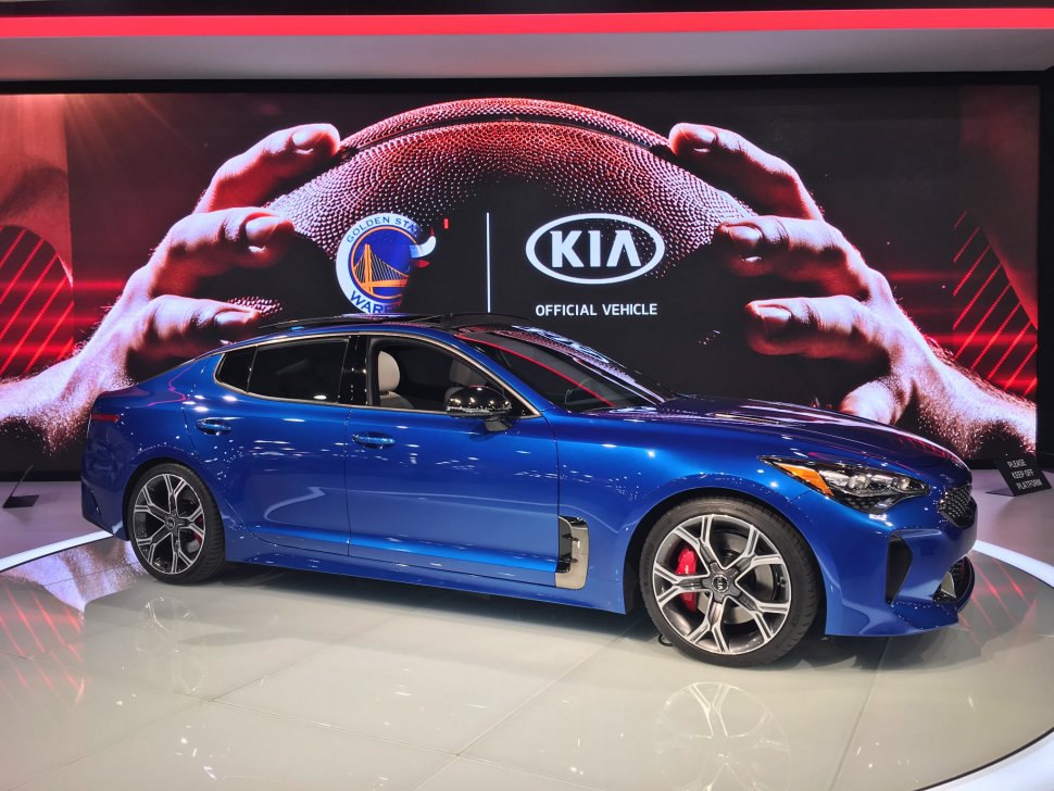 Kia Stinger - blue, side view