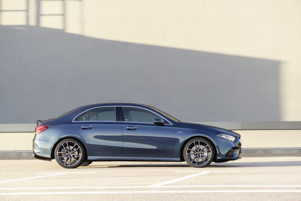 Side view of Mercedes-Benz AMG A 35 Saloon 2019