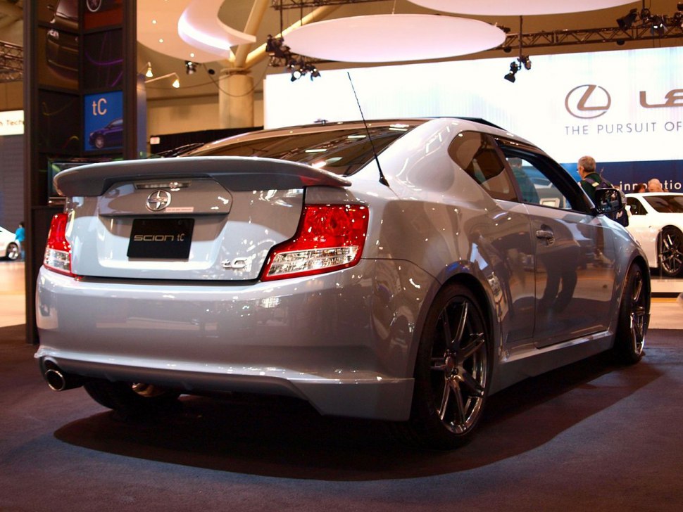 Rear view of Scion tC sedan