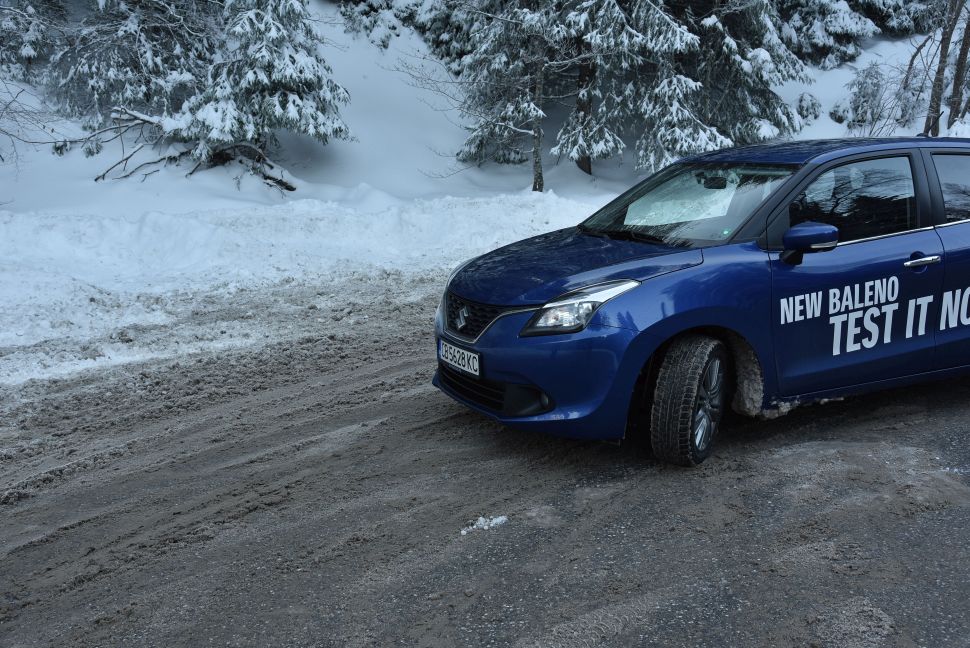 Front view of the tested Suzuki Baleno